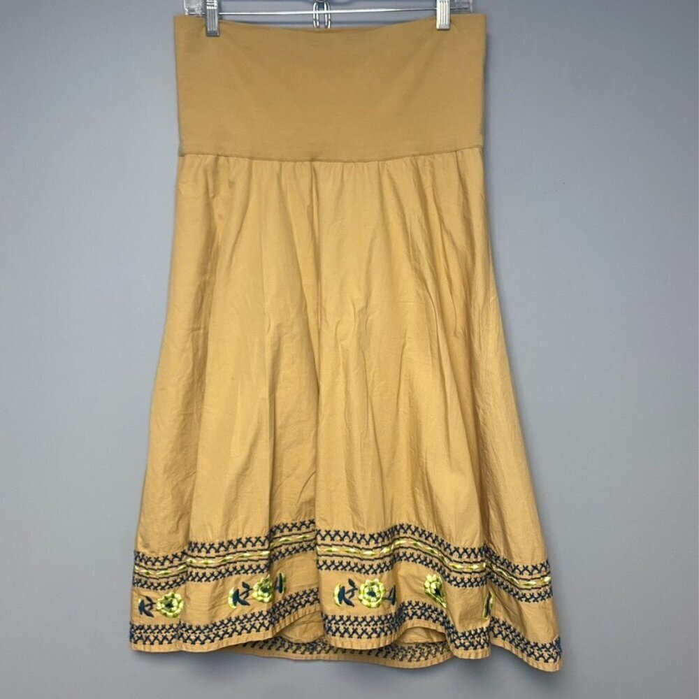Old Navy Maternity‎ Boho Hippie Cottagecore Embroidered Midi Skirt Size M